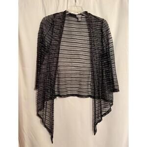 Chico's Travelers Dew Drop Luciana Jacket Black/Silver Mesh Open‎ Front Size 1